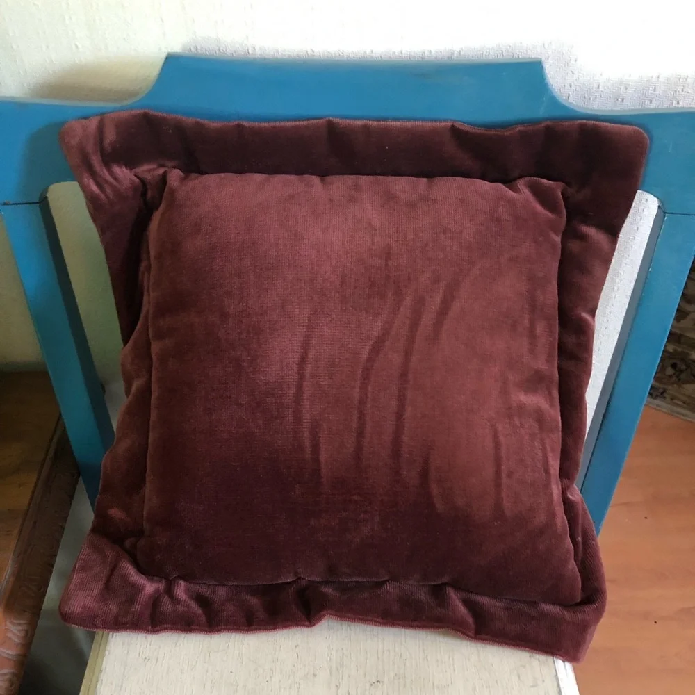Vintage Burgundy Velvet Decorative Pillow
